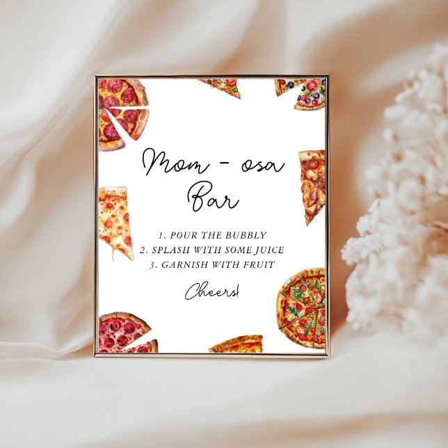 Poster Panneau du Baby shower de pizza Momosa (Créateur téléchargé)