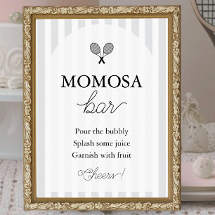 Poster Panneau du Baby shower de tennis chic gris Momosa
