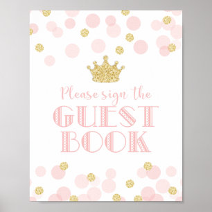 Poster Panneau du Baby shower d'or rose Princess