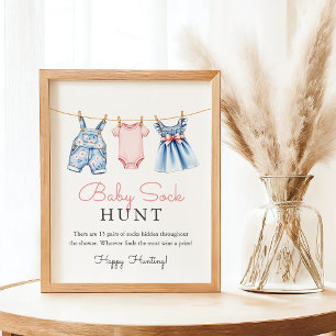 Poster Panneau du Baby shower Jean Baby Chasse aux soies
