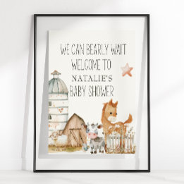 Poster Panneau du Baby shower Petite ferme de pépinière A