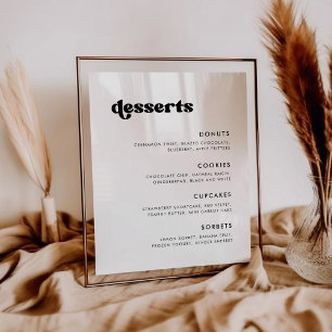 Poster Panneau du bar-dessert Mariage rétro élégant