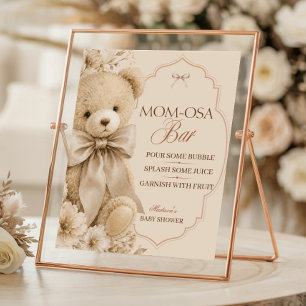 Poster Panneau du bar Momosa Ours en peluche beige neutre