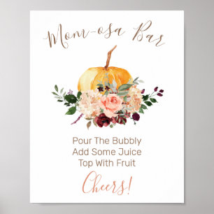 Poster Panneau du Citrouille floral de bar Mom-osa