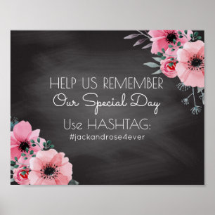Poster Panneau du Hashtag Mariage Chalkboard   Médias soc