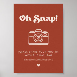 Poster Panneau du hashtag stylish Terracotta Oh Snap Mari