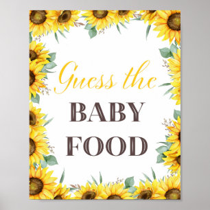 Poster Panneau du jeu Baby shower tournesol