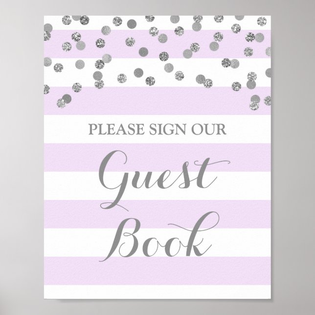 Poster Panneau du livre d'hôtes Purple Stripes Argent Con (Devant)