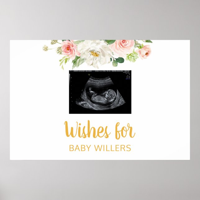Poster Panneau du livre d'invité baby shower, Sonogramme  (Devant)