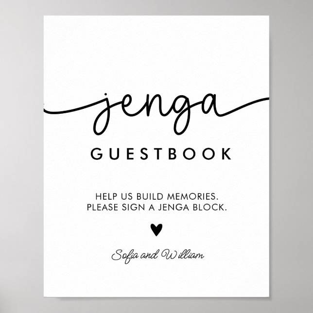 Poster Panneau du livre d'invité Jenga Mariage imprimable (Devant)