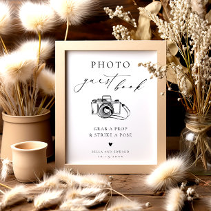 Poster Panneau du livre d'invité photo minimaliste Mariag