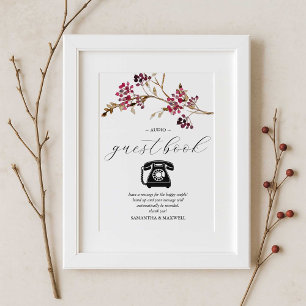 Poster Panneau du livre d'invité Rustic Mariage Audio