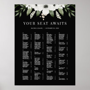 Poster Panneau du Mariage alphabétique floral