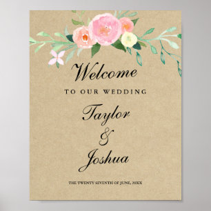 Poster Panneau du Mariage de bienvenue du Fleur sauvage d
