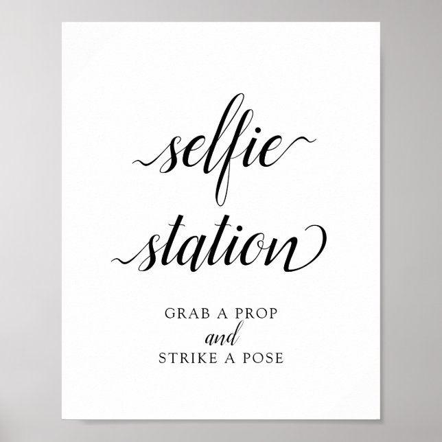 Poster Panneau du Mariage de calligraphie "Selfie Station (Devant)