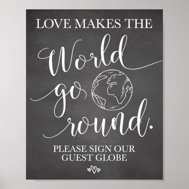 Poster Panneau du Mariage du Globe invité (Devant)