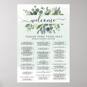 Poster Panneau du Mariage Dusty Blue Eucalyptus