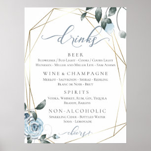 Poster Panneau du menu mariage barre complète