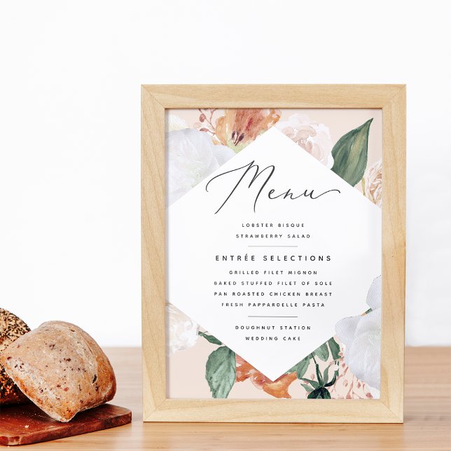 Poster Panneau du menu Mariage Boho Blooms (Créateur téléchargé)