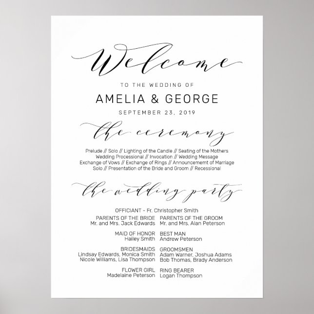 Poster Panneau du programme de mariage d'accueil (Devant)