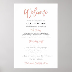 Poster Panneau du programme de mariage rose Gold Modern F