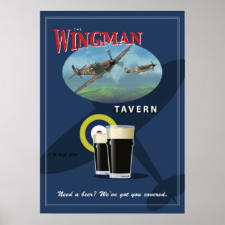 Poster Panneau du pub, "The Wingman Tavern"