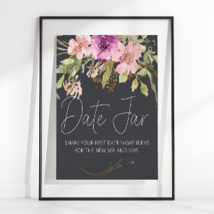 Poster Panneau élégant de fleurs roses et violettes pouss