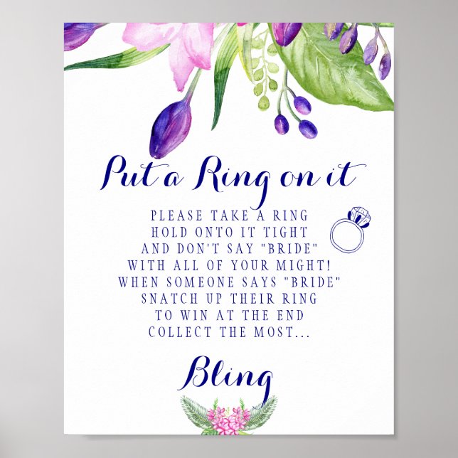 Poster Panneau élégant de jeu de bague pour baby shower d (Devant)