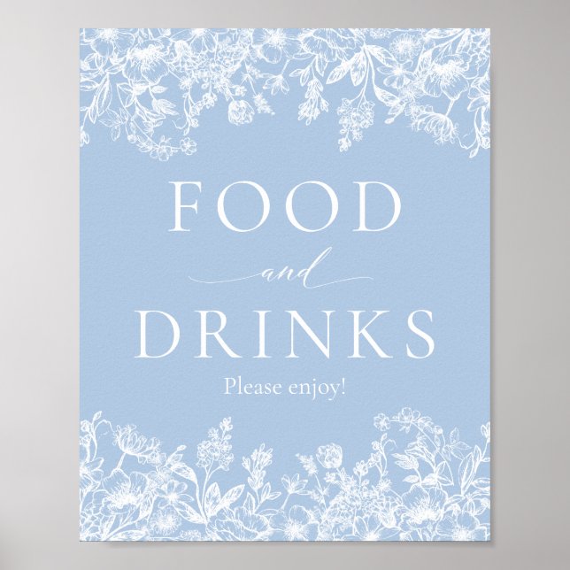Poster Panneau Élégant Dusty Blue Wilfloral Food and Drac (Devant)