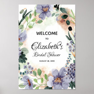 Poster Panneau Elégant Fête des mariées florale aquarelle