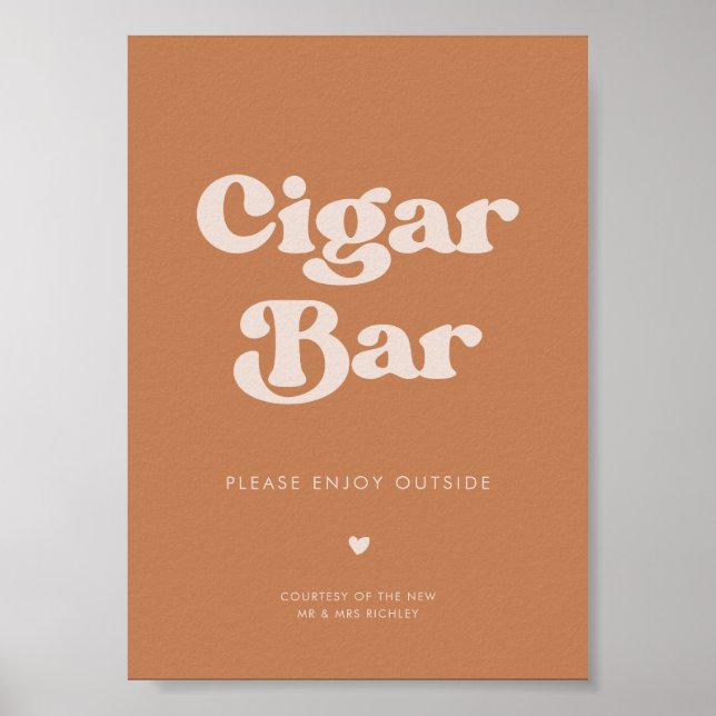 Poster Panneau élégant rétro Brown sucre Mariage Cigar Ba (Devant)