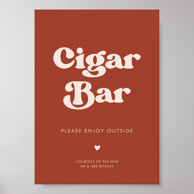 Poster Panneau élégant rétro Mariage en terre cuite Cigar (Devant)