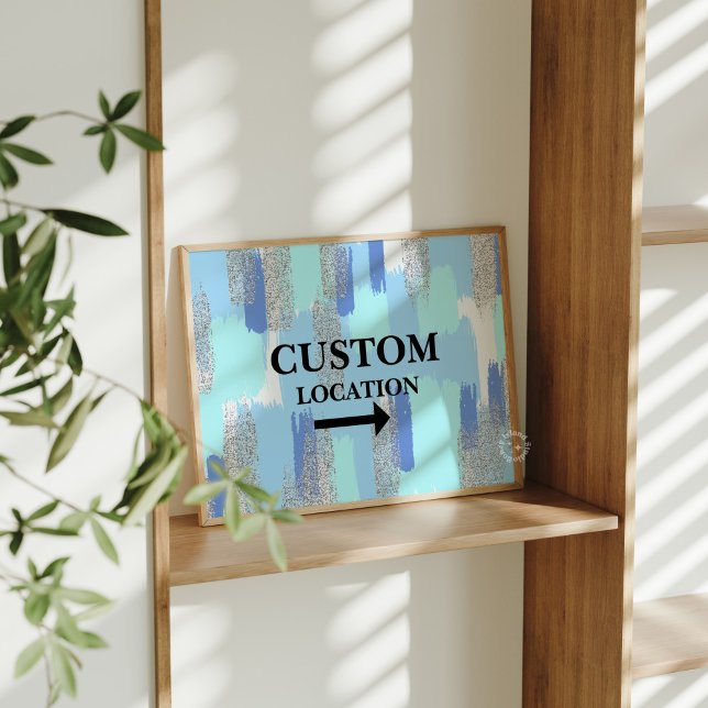 Poster Panneau Emplacement personnalisé Préppy Dorm Décor (Custom Location Sign Preppy Dorm Decor Blue)