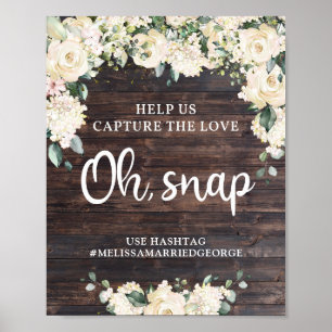 Poster Panneau en bois rustique avec feuillage floral ver