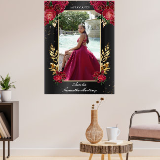 Poster Panneau en mousse noire et rouge Quinceañera