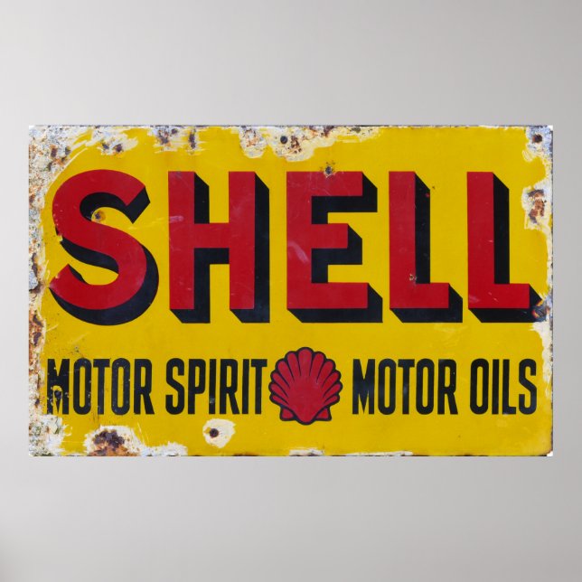 Poster Panneau Enamel Vintage Old Shell. (Devant)