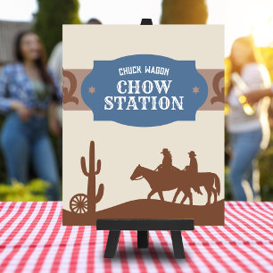 Poster Panneau Enfants Blue Western "Chuck wagon chow sta