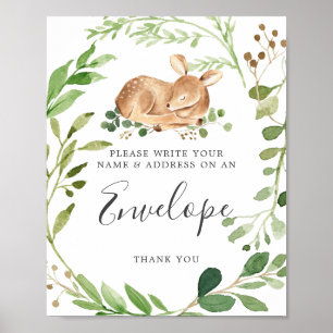 Poster Panneau Enveloppe Baby shower cerf