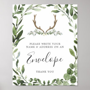 Poster Panneau Enveloppe de l'adresse du Baby shower Deer
