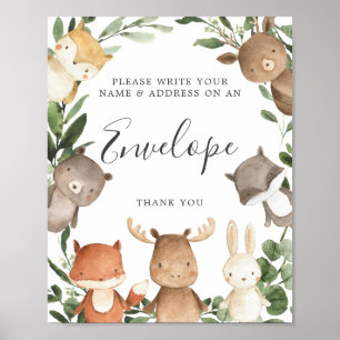 Poster Panneau Enveloppe de l'Baby shower Woodland Friend