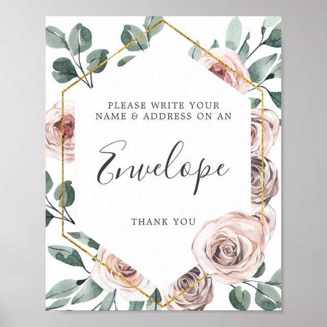 Poster Panneau Enveloppe du Baby shower d'adresse du Rose (Devant)
