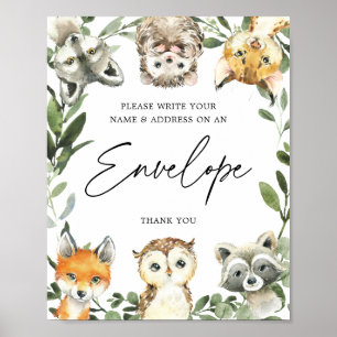 Poster Panneau Enveloppe du Baby shower Little Woodland