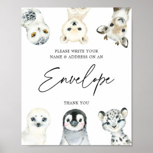 Poster Panneau Enveloppe du petit Baby shower arctique