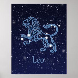 Poster Panneau et constellation Leo Zodiac