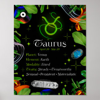 Poster Panneau étoile Taurus Zodiac Y2K Noir 4:5