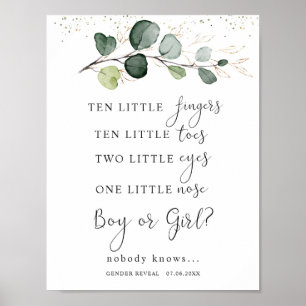 Poster Panneau Eucalyptus Baby shower Dix Petites Doigts