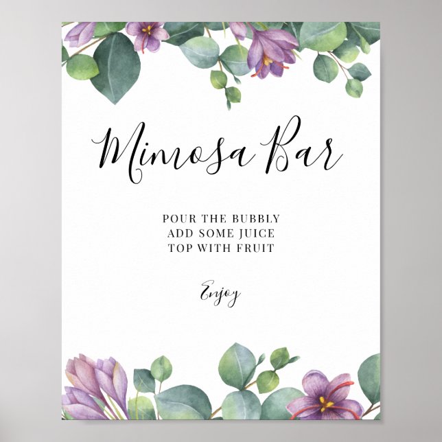 Poster Panneau Eucalyptus Fête des mariées verte Mimosa B (Devant)
