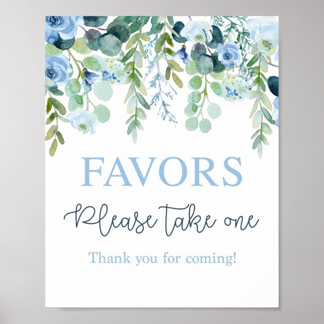 Poster Panneau Faveurs floral bleu (Devant)