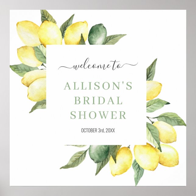 Poster Panneau Fête des mariées citron d'aquarelle de bie (Devant)