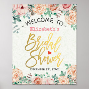 Poster Panneau Fête des mariées florale chic élégant